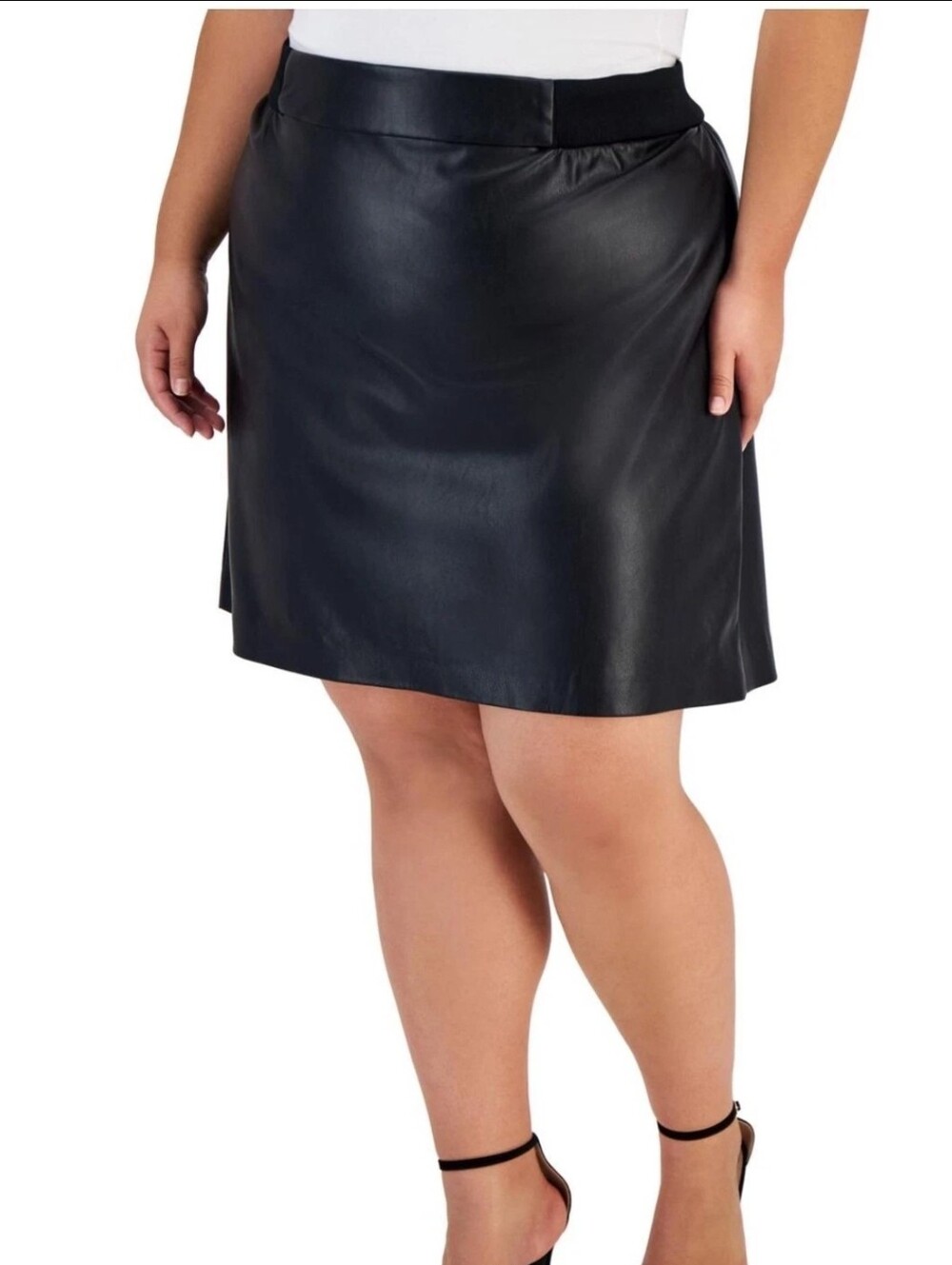 NWT! Calvin Klein Black Faux Leather Plus Size Edgy Y2K Mini Skirt 1X Baddie